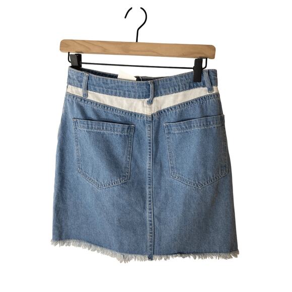 Cloud Ten  Soft Girl NWT Small Asymmetrical Dual Tone Colorblock Denim Skirt - Picture 6 of 7